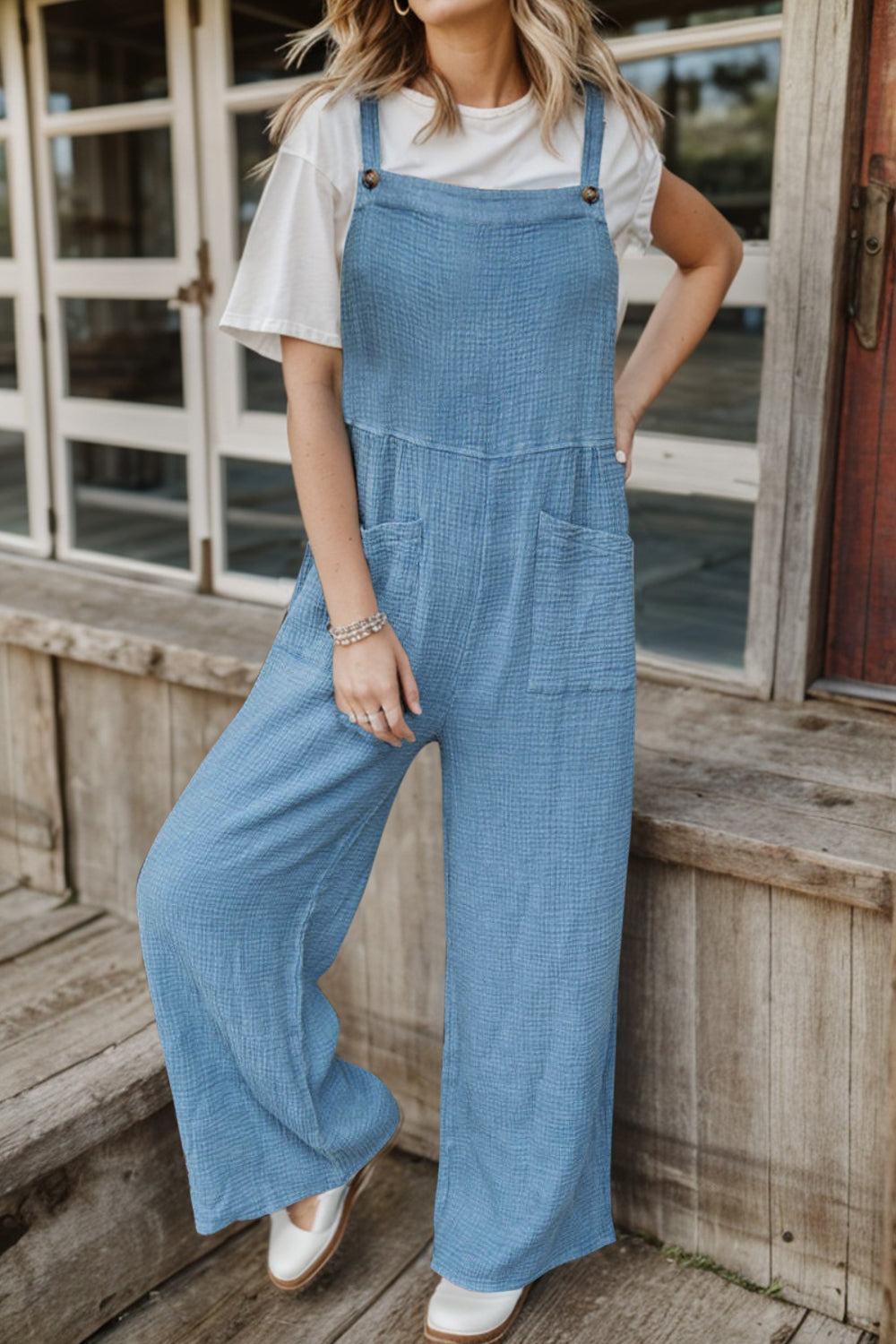 Wide Leg Front Pocket Jumpsuit