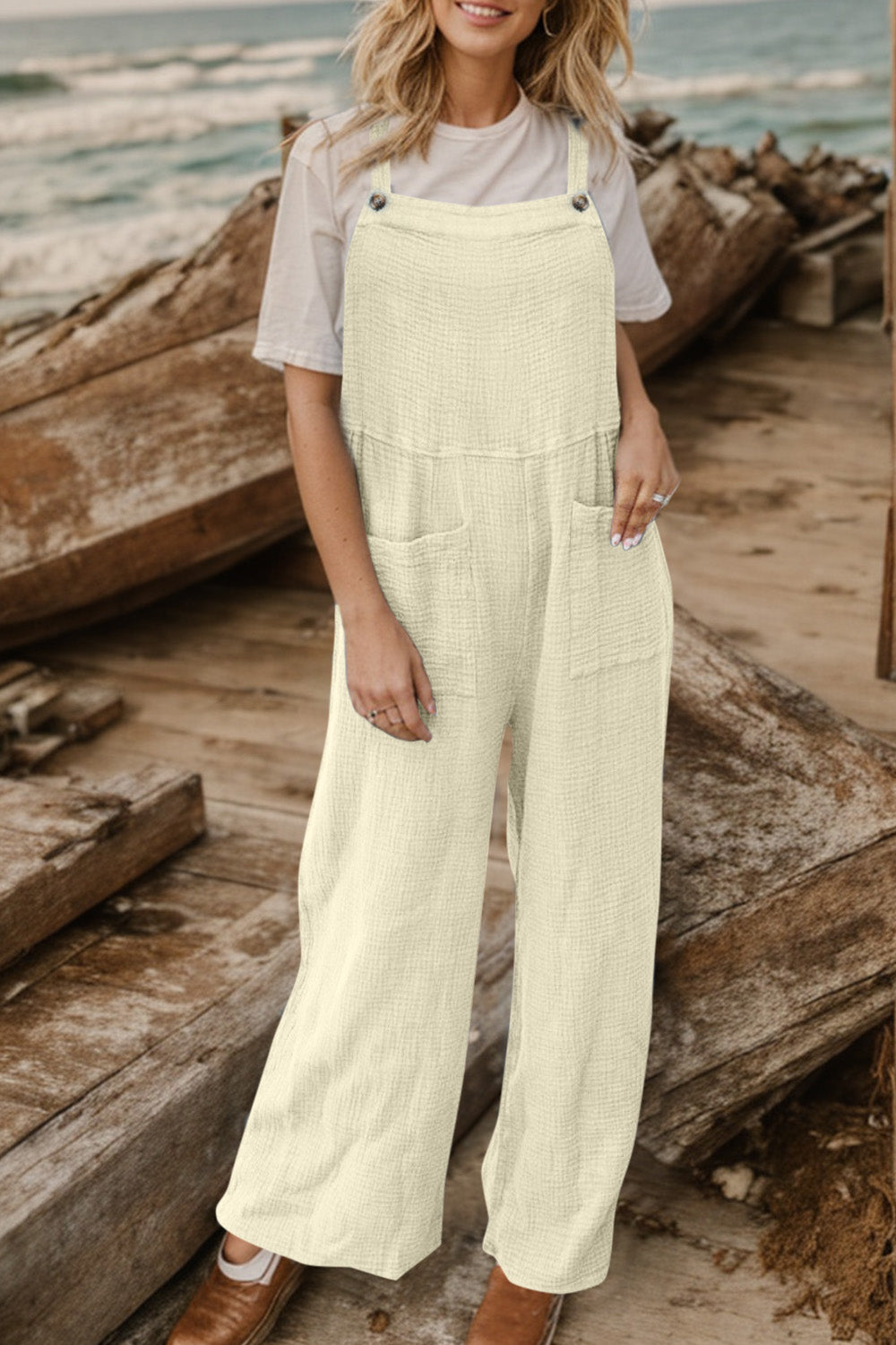 Wide Leg Front Pocket Jumpsuit