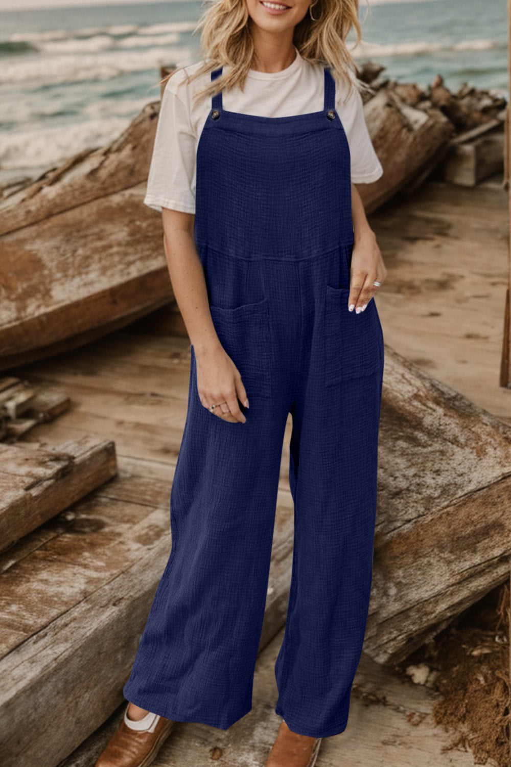 Wide Leg Front Pocket Jumpsuit