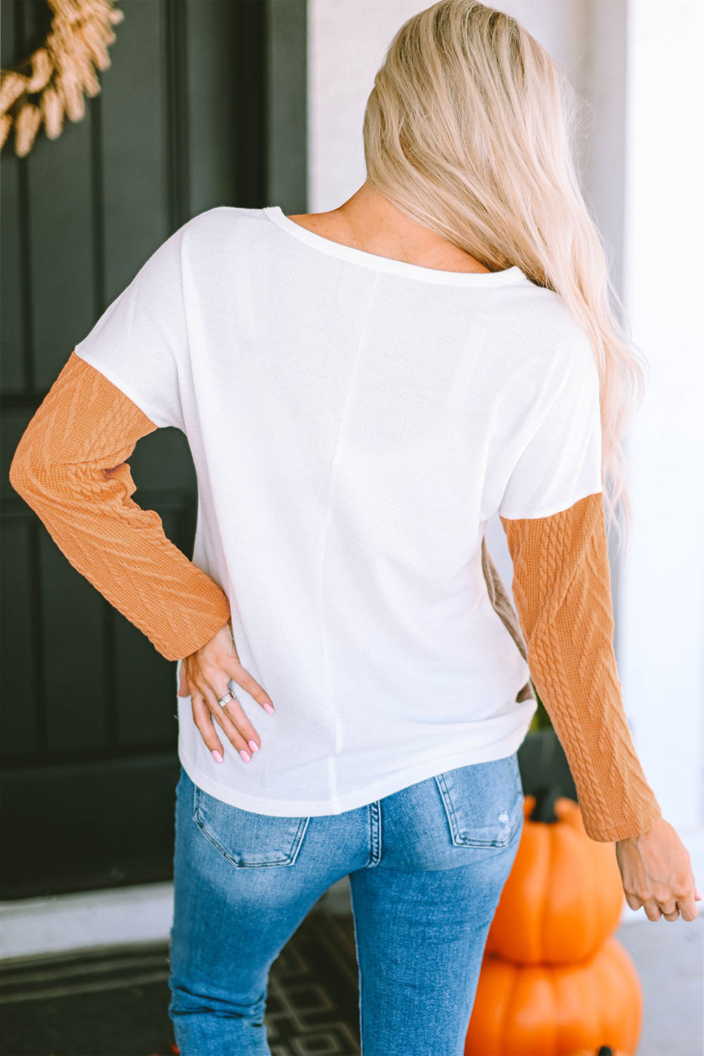 Color Block Cable-Knit Top