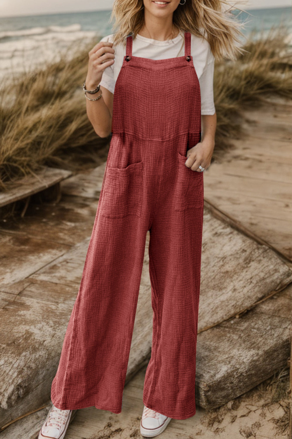 Wide Leg Front Pocket Jumpsuit