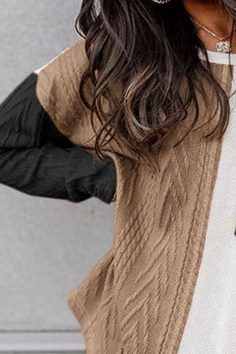 Color Block Cable-Knit Top