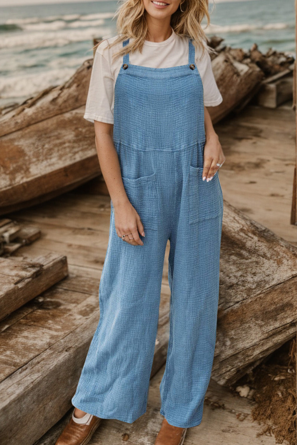 Wide Leg Front Pocket Jumpsuit