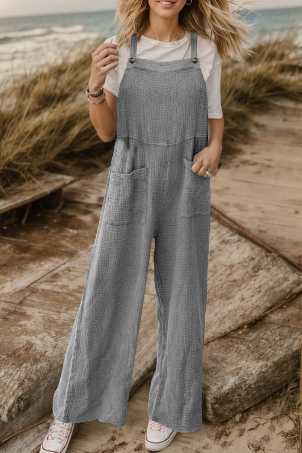 Wide Leg Front Pocket Jumpsuit