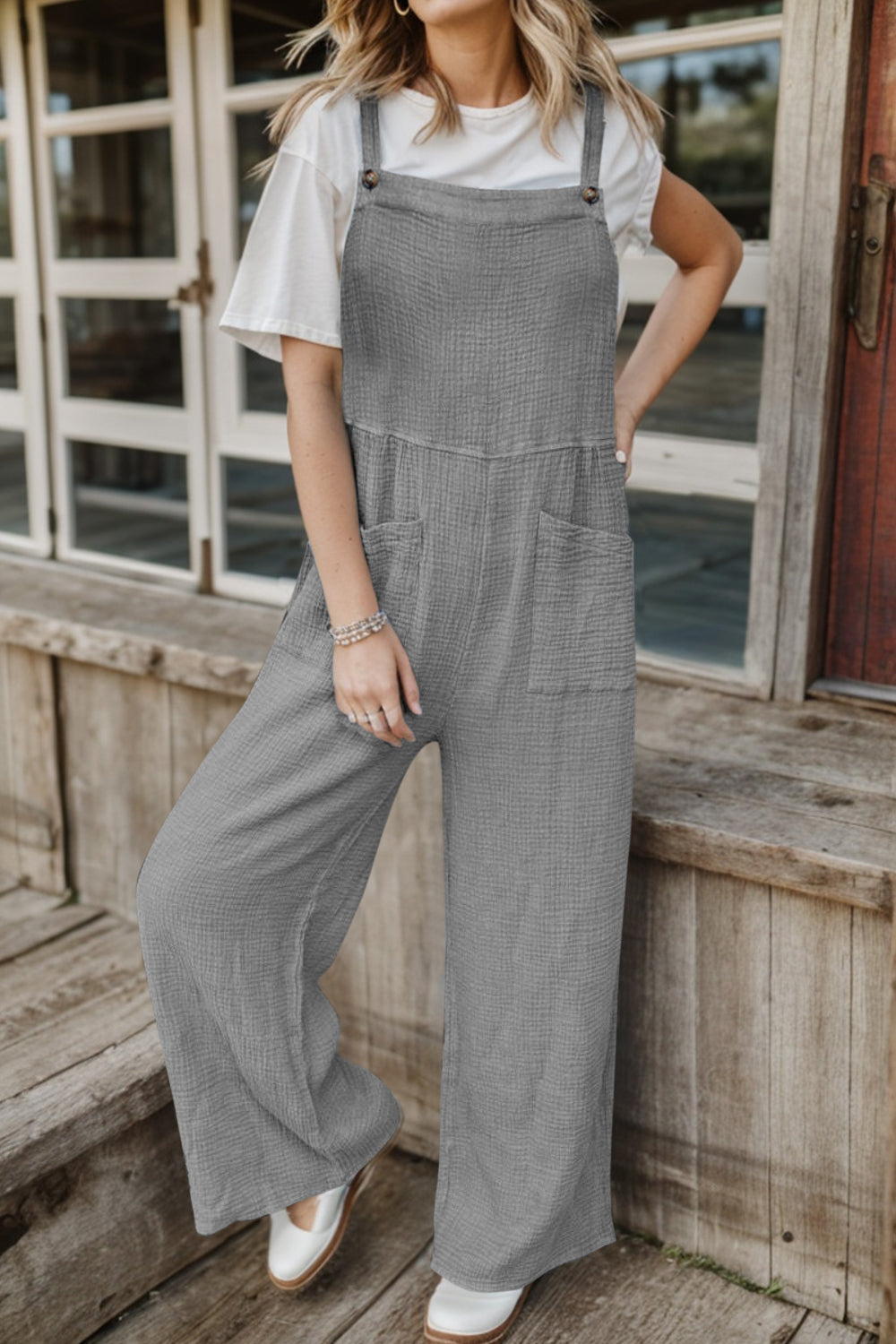 Wide Leg Front Pocket Jumpsuit