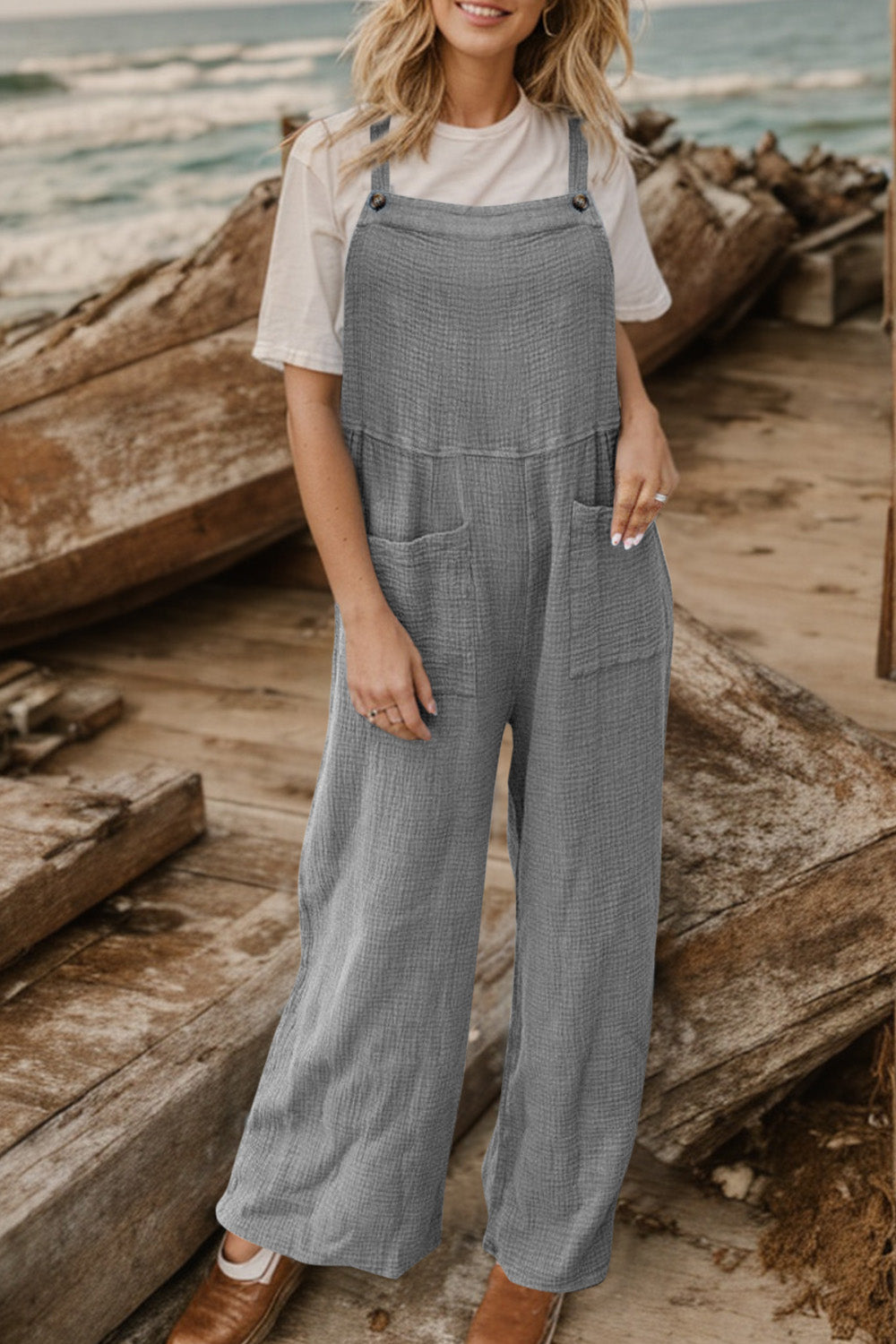 Wide Leg Front Pocket Jumpsuit