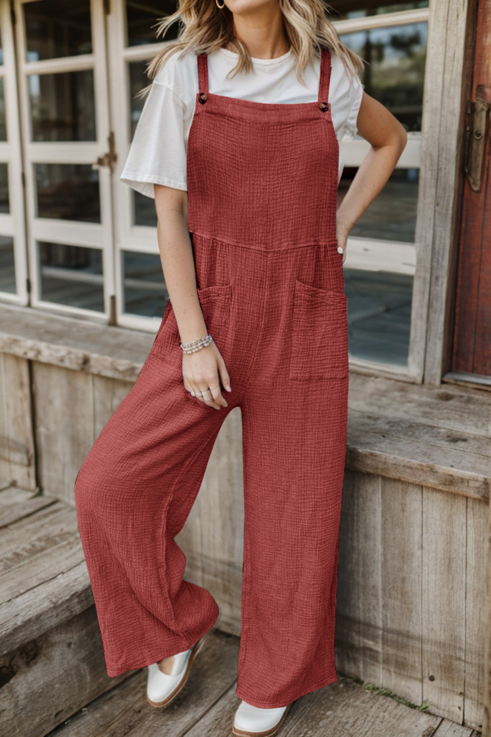 Wide Leg Front Pocket Jumpsuit