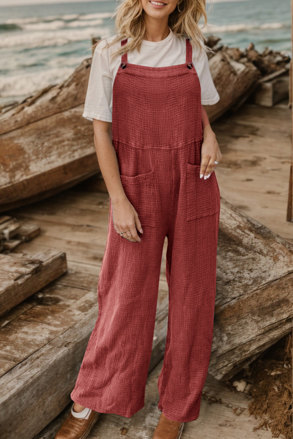 Wide Leg Front Pocket Jumpsuit