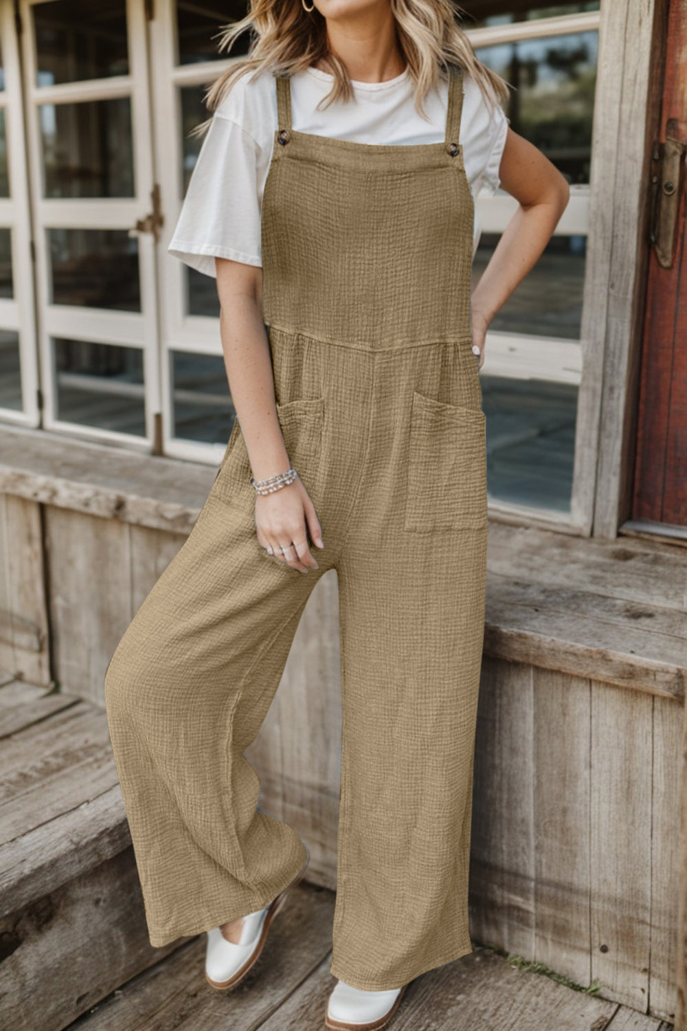 Wide Leg Front Pocket Jumpsuit
