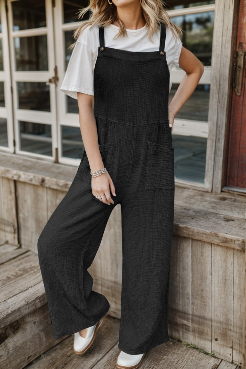 Wide Leg Front Pocket Jumpsuit