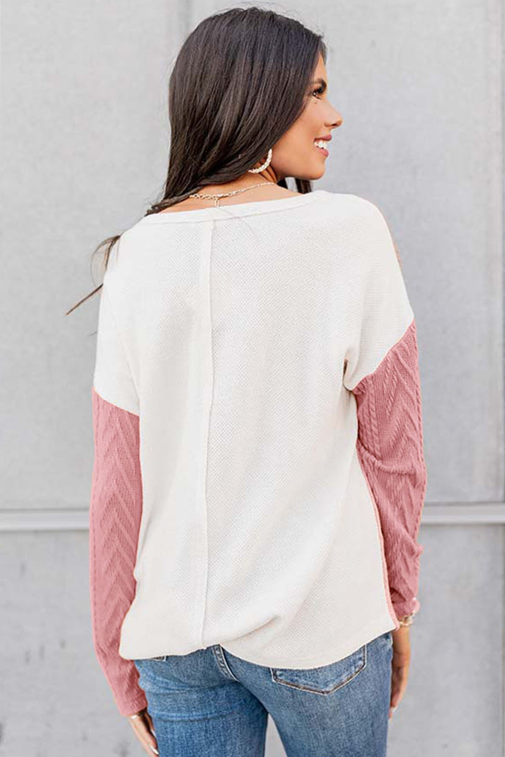 Color Block Cable-Knit Top