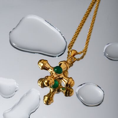 18K Gold-Plated Cross Shape Pendant Necklace