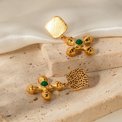 18K Gold-Plated Cross Shape Earrings