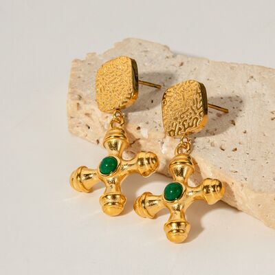 18K Gold-Plated Cross Shape Earrings