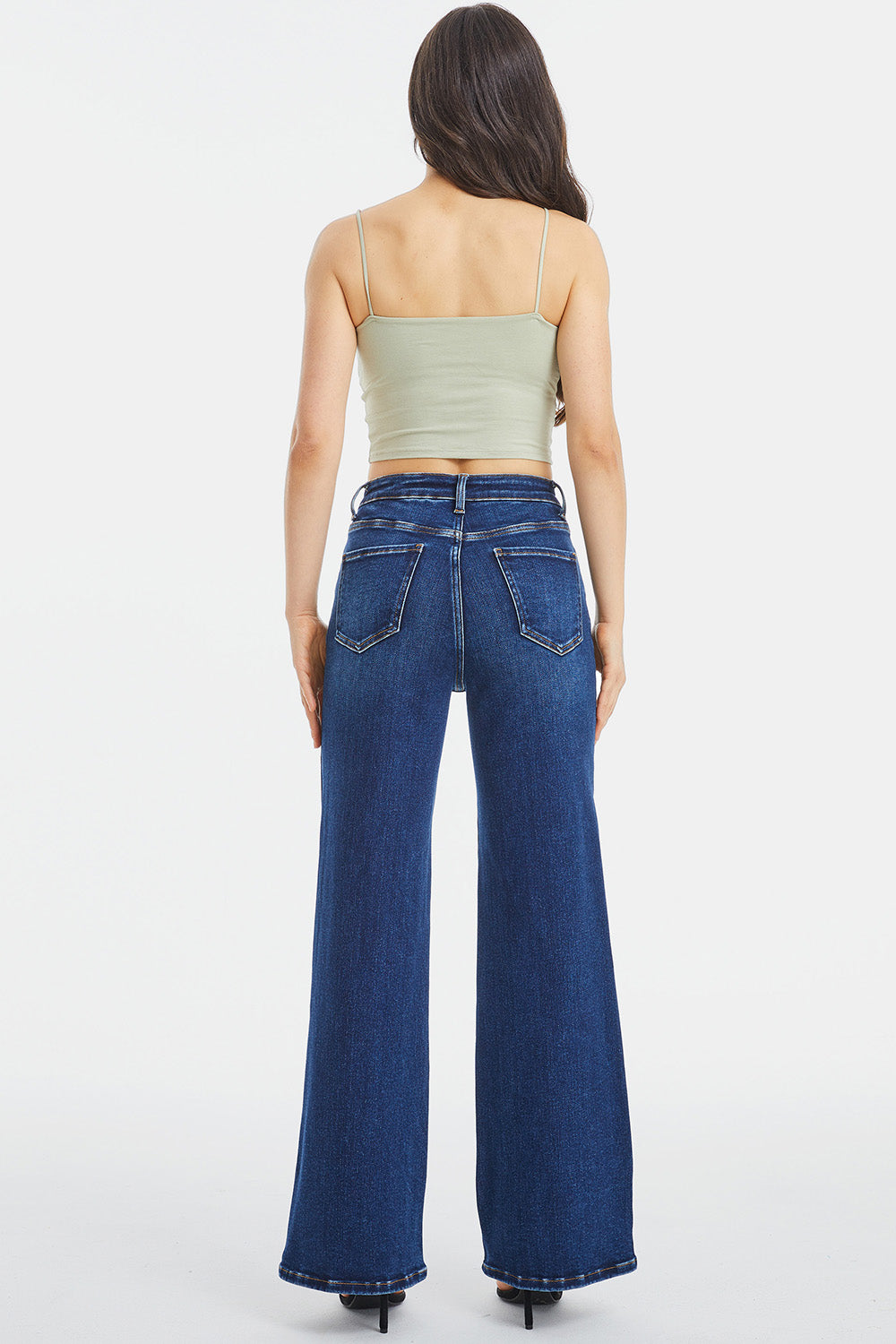 Full Size High Waist Cat's Whisker Wide Leg Jeans