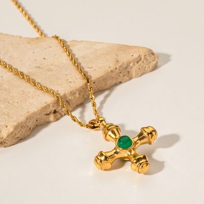 18K Gold-Plated Cross Shape Pendant Necklace