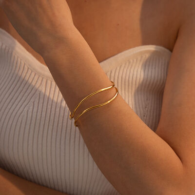 Minimalist 18k gold Stainless Steel Cuff Bracelet
