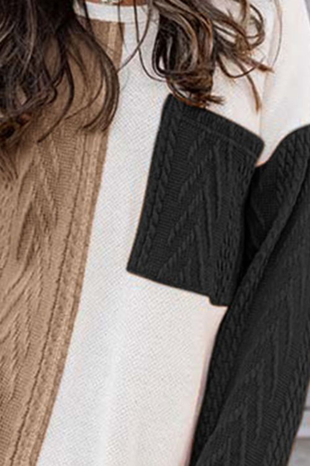 Color Block Cable-Knit Top