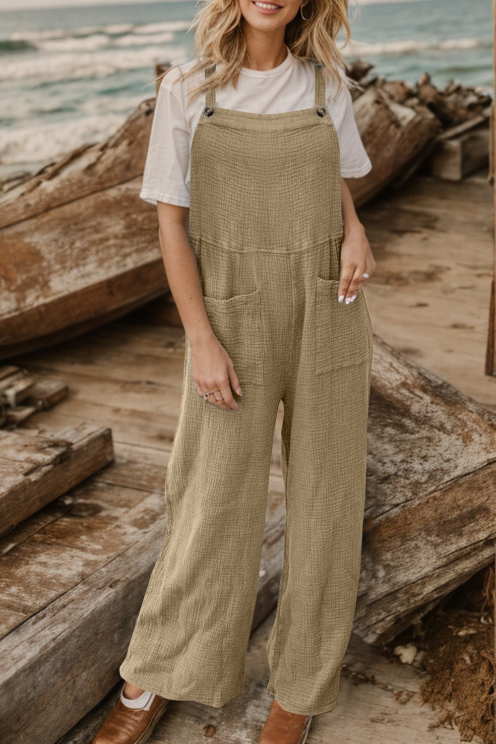 Wide Leg Front Pocket Jumpsuit