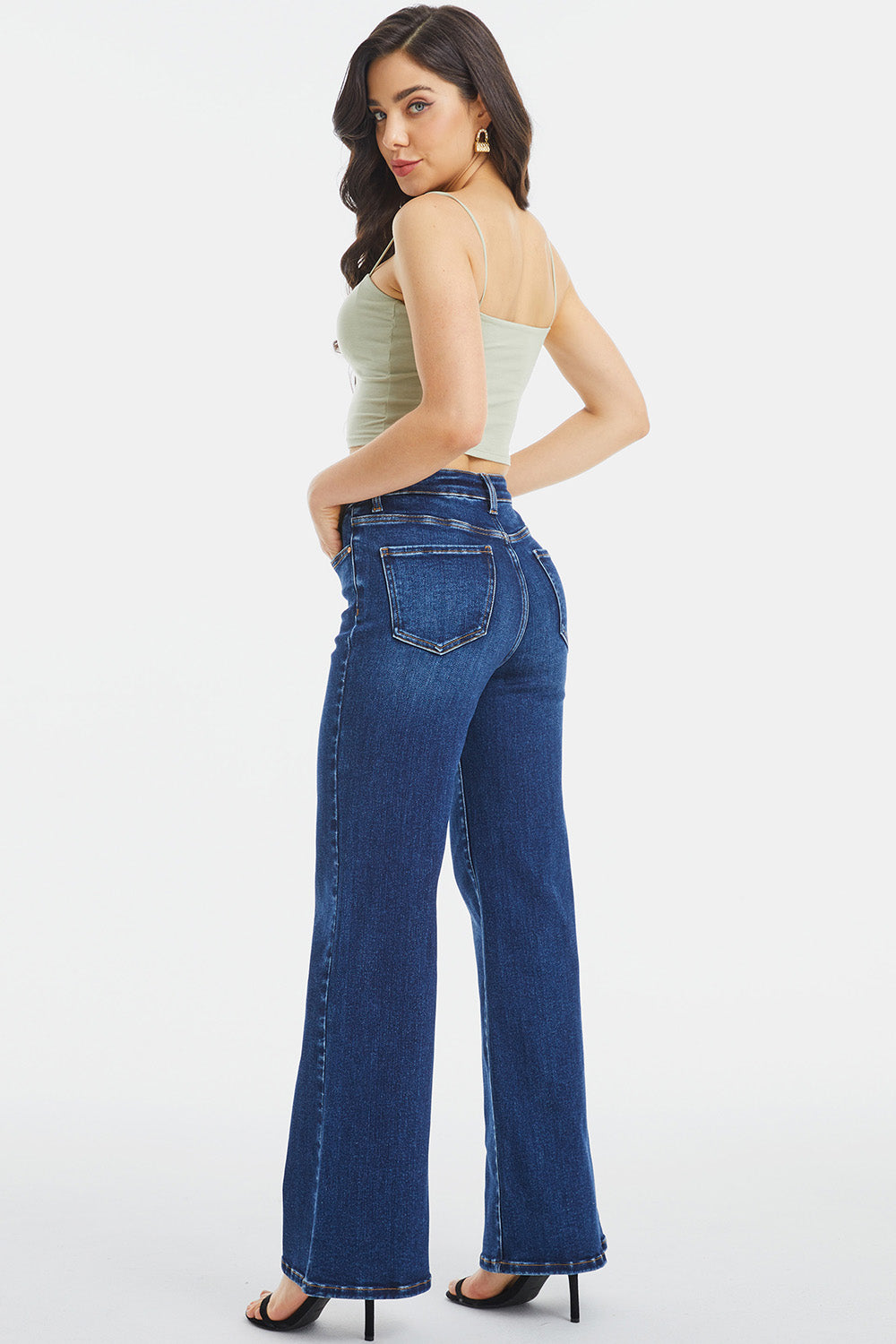 Full Size High Waist Cat's Whisker Wide Leg Jeans