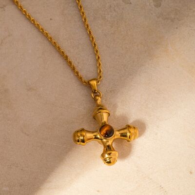 18K Gold-Plated Cross Shape Pendant Necklace