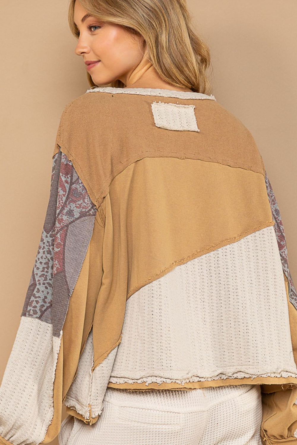 Long Sleeve Cut Sew Peace Emblem Top