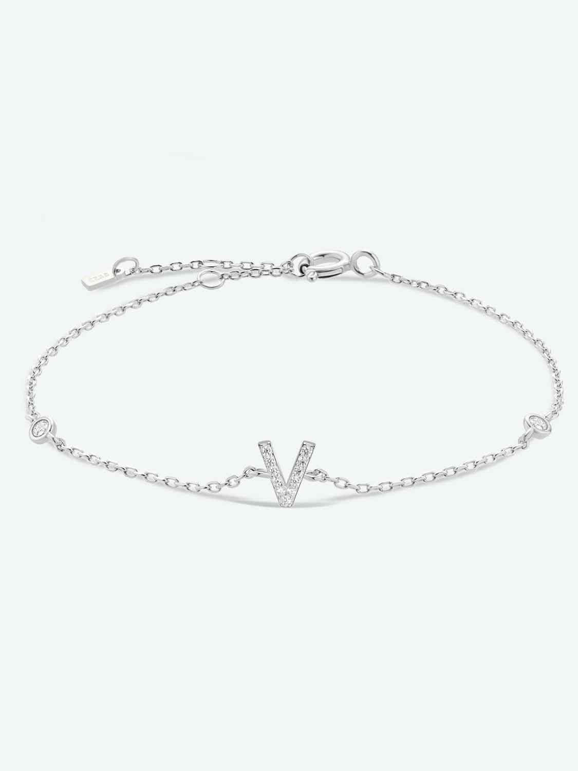 V To Z Zircon Sterling Silver Bracelet
