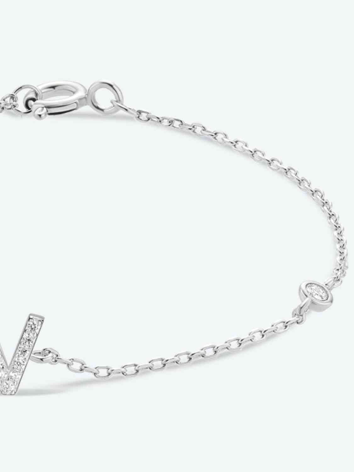V To Z Zircon Sterling Silver Bracelet