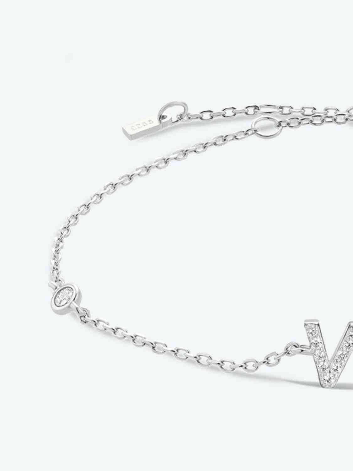 V To Z Zircon Sterling Silver Bracelet