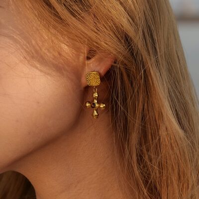18K Gold-Plated Cross Shape Earrings