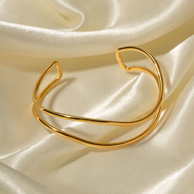 Minimalist 18k gold Stainless Steel Cuff Bracelet