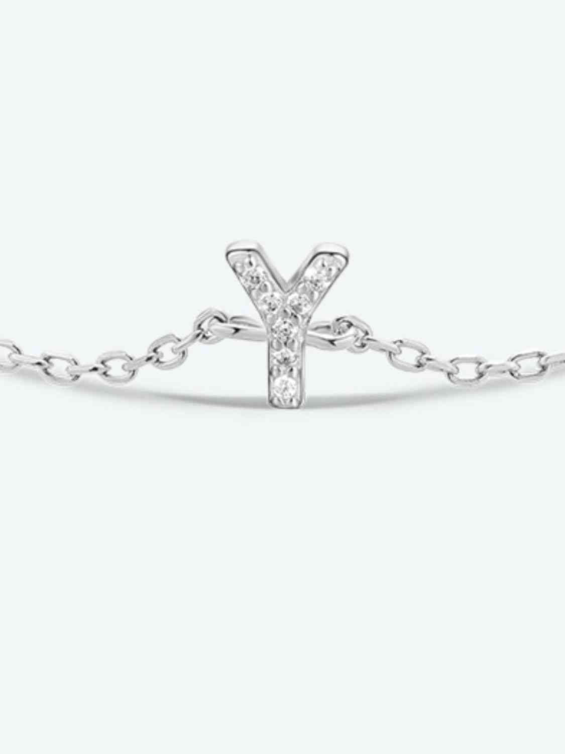V To Z Zircon Sterling Silver Bracelet