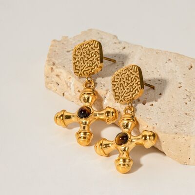 18K Gold-Plated Cross Shape Earrings