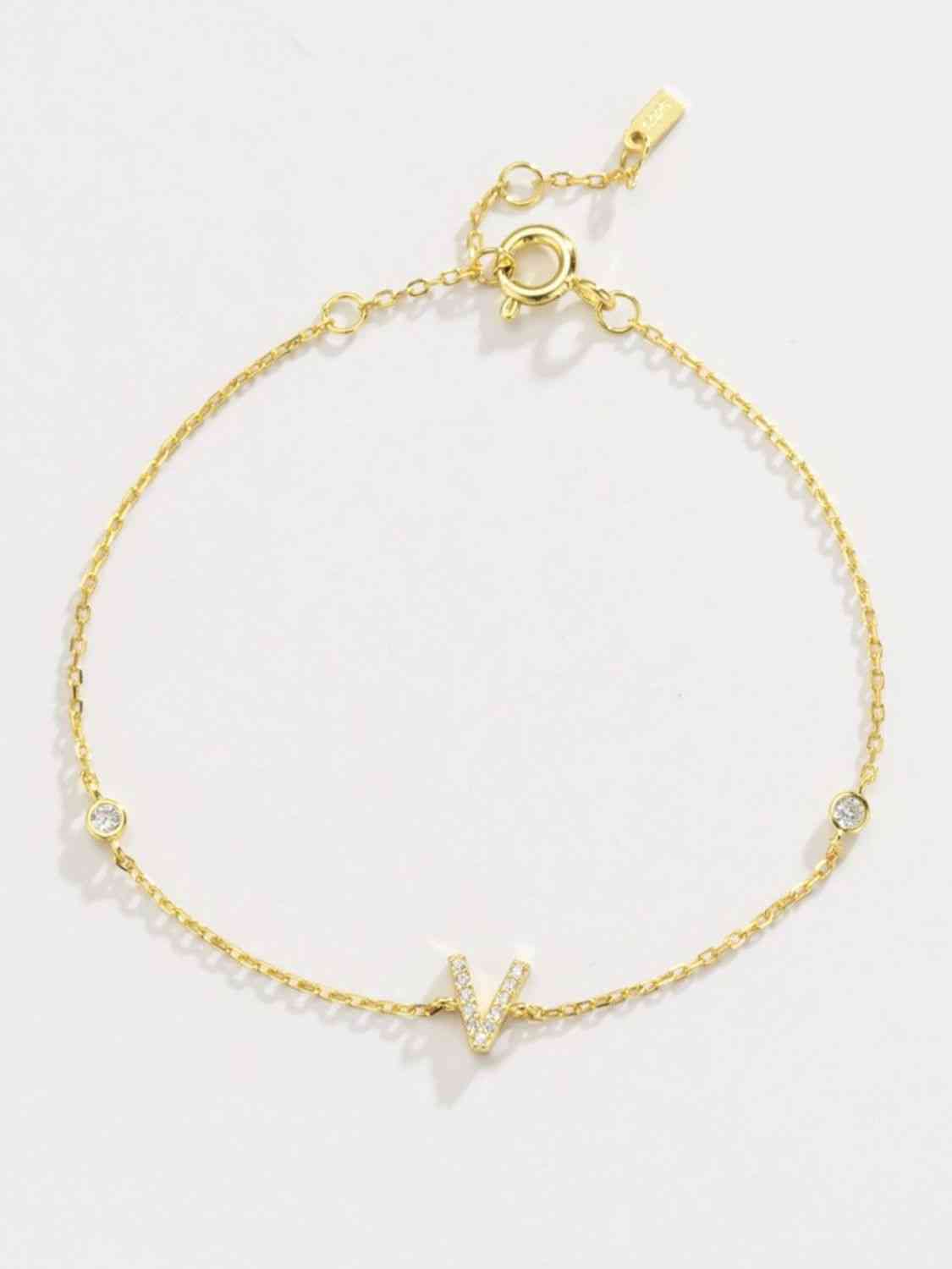 V To Z Zircon Sterling Silver Bracelet