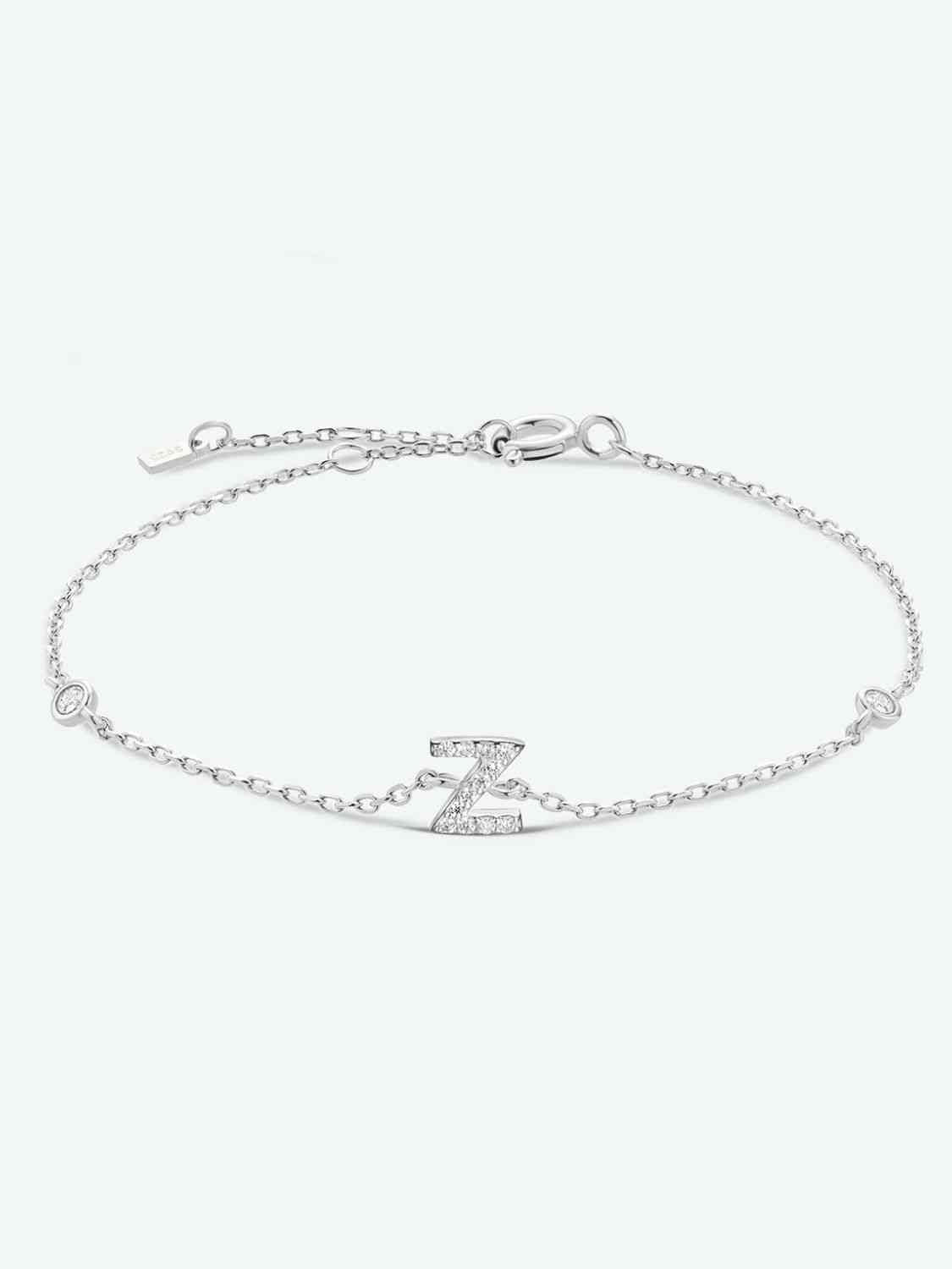 V To Z Zircon Sterling Silver Bracelet